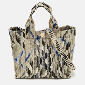 Burberry Grey Knitted Checked Mini Tote, Tote Handbags - Luxury Closet catalog