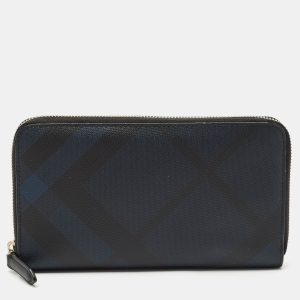 Burberry Navy Blue/Black London Check Coated Canvas Travel Continental Wallet, Wallets & Money Clips - Luxury Closet catalog