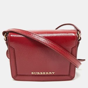 Burberry Red Patent Leather Mini Berkeley Crossbody Bag, Handbags - Luxury Closet