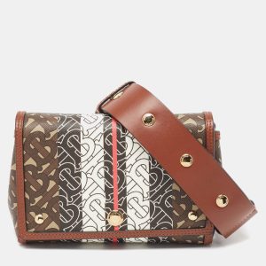 Burberry Brown/Black TB Monogram Coated Canvas and Leather Hackberry Crossbody Bag, Handbags - Luxury Closet