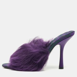 Burberry Prorsum Purple Shearling Fur Slide Sandals Size 36, Sandals - Luxury Closet