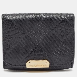 Burberry Black Embossed Check Leather Flap Card Case, Wallets & Money Clips - Luxury Closet catalog