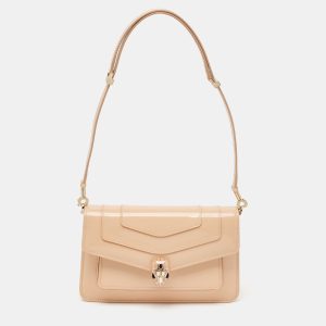 Bvlgari Beige Leather Serpenti Forever East West Shoulder Bag, Shoulder Bags - Luxury Closet