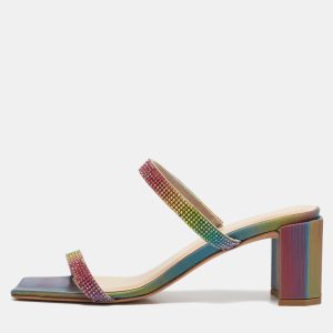 By Far Multicolor Crystal Embellished Leather Tanya Sandals Size 39, Sandals - Luxury Closet