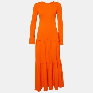 Carolina Herrera Orange Rib Knit Tiered Long Dress S, Dresses - Luxury Closet catalog