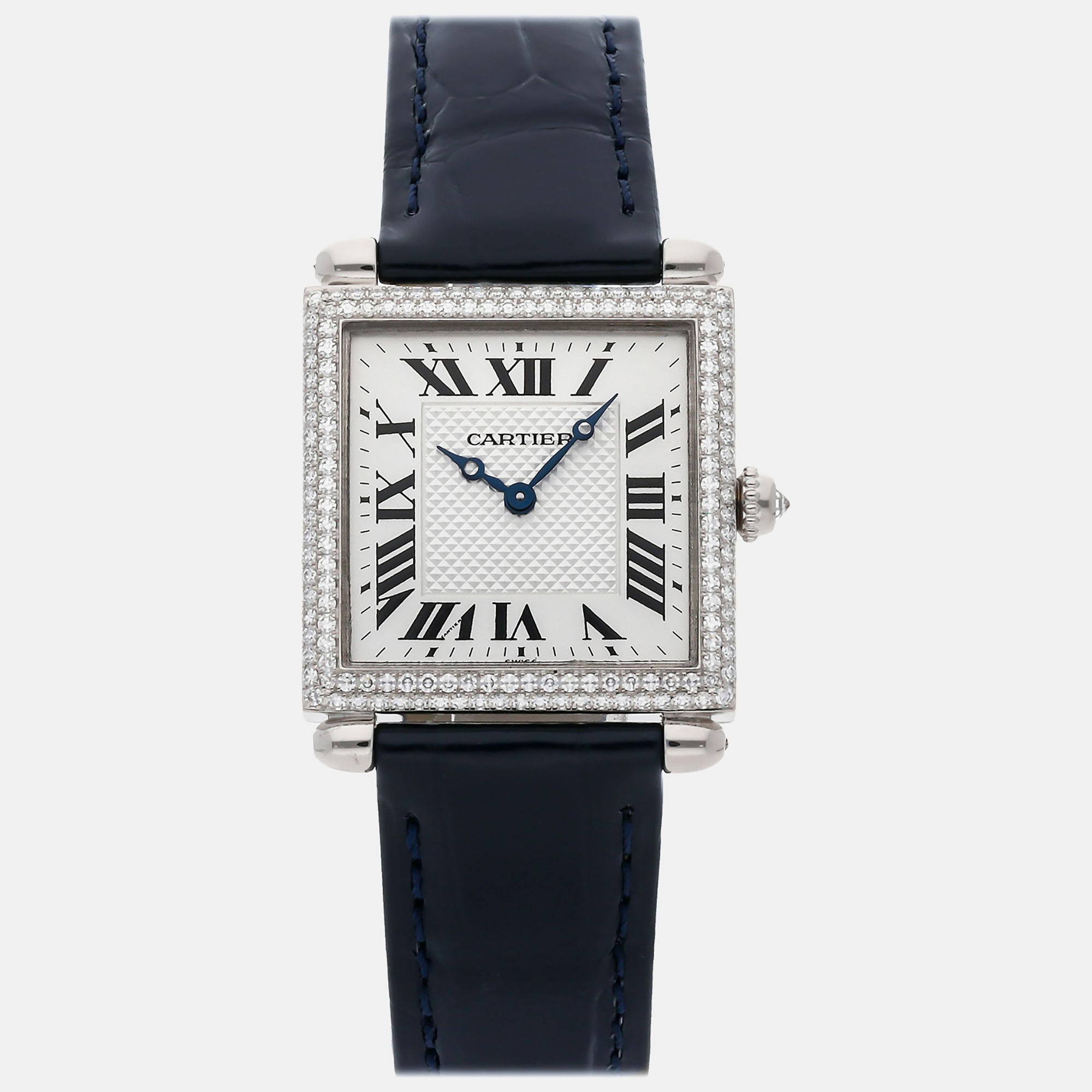 Cartier Silver 18k White Gold Tank Obus WB800451 Quartz Women's Wristwatch 24 mm, Watches - Luxury Closet catalog