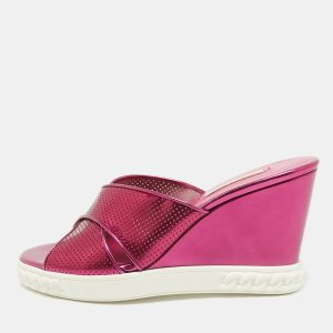 Casadei Purple Patent Leather Wedge Sandals Size 39, Sandals - Luxury Closet
