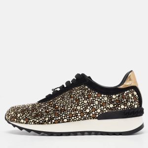 Casadei Black/Gold Suede and Leather Studded Low Top Sneakers Size 37, Athletic Shoes & Sneakers - Luxury Closet catalog