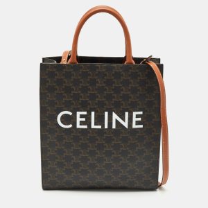 Celine Brown Triomphe Canvas and Leather Small Vertical Cabas Tote, Tote Handbags - Luxury Closet catalog