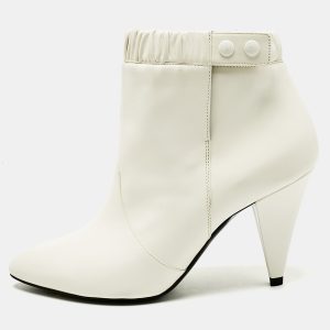 Celine White Leather Pointed Toe Ankle Boots Size 38, Boots - Luxury Closet catalog