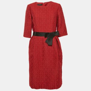 CH Carolina Herrera Red Jacquard Bow Detail Mini Dress L, Dresses - Luxury Closet catalog