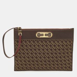 CH Carolina Herrera Brown Monogram Canvas and Leather Zip Pouch, Clutches & Special Occasion Bags - Luxury Closet catalog