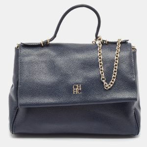 CH Carolina Herrera Blue Leather Minuetto Flap Top Handle Bag, Satchels - Luxury Closet catalog