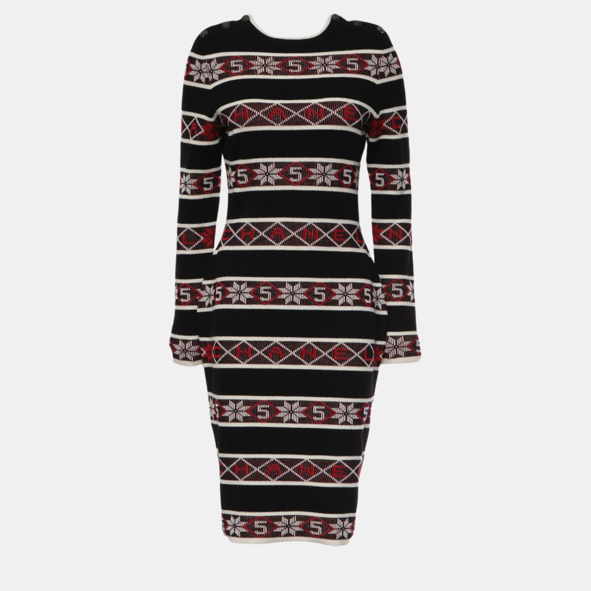 Chanel Multicolour Stripes Logo Knit Dress M, Dresses - Luxury Closet