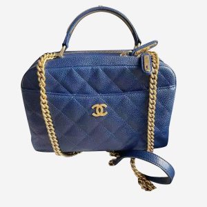 Chanel Blue Caviar Leather Carry Around Bowling Bag, Shoulder Bags - Luxury Closet catalog