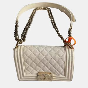 Chanel Beige Leather Small Boy Shoulder Bag, Shoulder Bags - Luxury Closet catalog