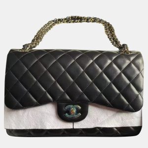 Chanel Black Leather Jumbo Classic Double Flap Shoulder Bag, Shoulder Bags - Luxury Closet catalog