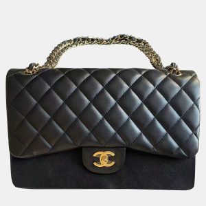 Chanel Black Leather Jumbo Classic Double Flap Shoulder Bag, Shoulder Bags - Luxury Closet catalog