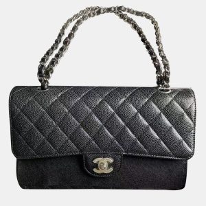 Chanel Black Silver Caviar Leather Medium Bag, Shoulder Bags - Luxury Closet