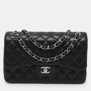 Chanel Black Quilted Leather Jumbo Classic Double Flap Bag, Shoulder Bags - Luxury Closet catalog