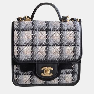Chanel School Memory Flap Black White Tweed and Leather Mini Top Handle Bag, Satchels - Luxury Closet