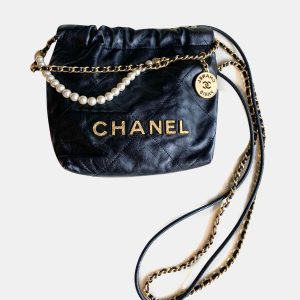 Chanel 22 Small Black Calfskin Leather Hobo Bag, Shoulder Bags - Luxury Closet