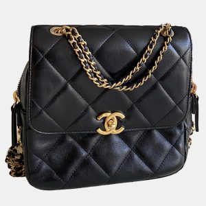 Chanel Trendy CC Mini Black Lambskin Leather Flap Bag, Shoulder Bags - Luxury Closet