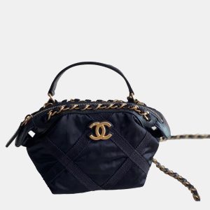 Chanel Quilted Nylon Grosgrain Lifestyle Clutch Black Nylon Handbag, Shoulder Bags - Luxury Closet