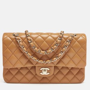 Chanel Brown Quilted Caviar Leather Medium Classic Double Flap Bag, Shoulder Bags - Luxury Closet catalog