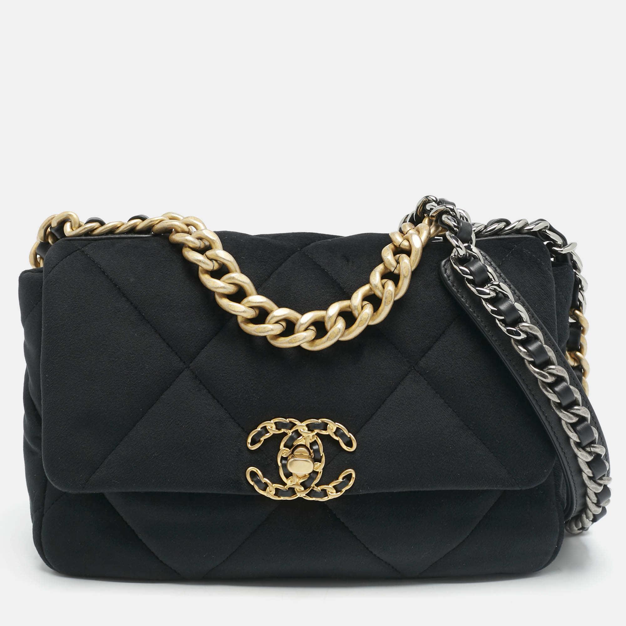Chanel Black Quilted Velvet Small 19 Flap Bag, Shoulder Bags - Luxury Closet catalog