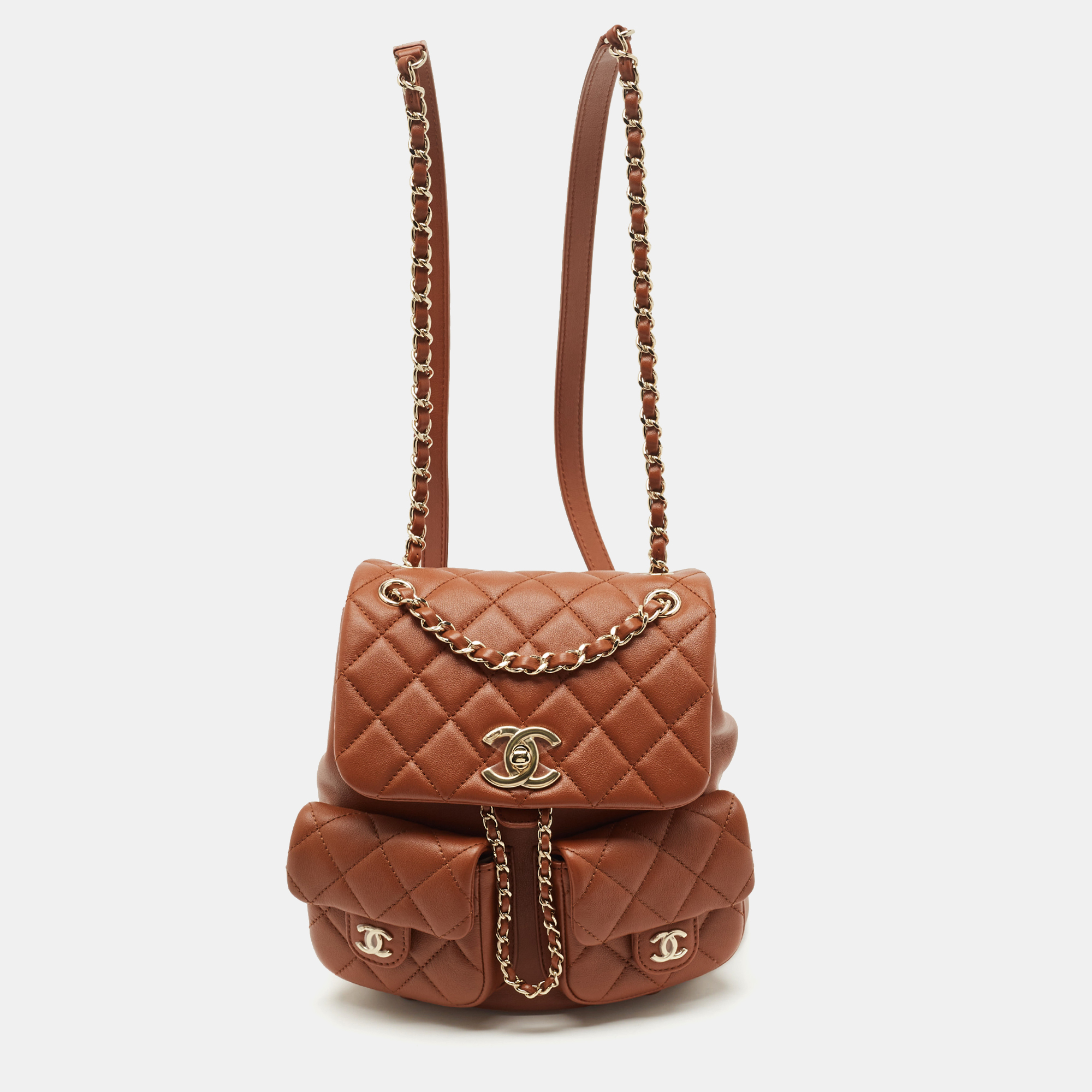 Chanel Brown Quilted Leather Mini Duma Drawstring Bag, Backpacks - Luxury Closet