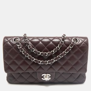 Chanel Burgundy Quilted Caviar Leather Medium Classic Double Flap Bag, Shoulder Bags - Luxury Closet catalog