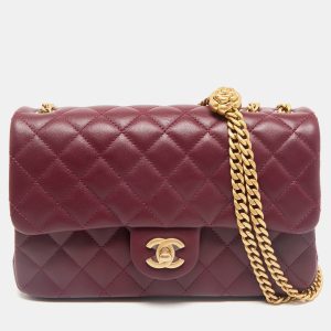 Chanel Burgundy Quilted Leather Medium Camellia Crush Flap Bag, Shoulder Bags - Luxury Closet