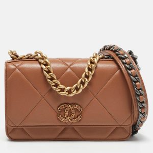 Chanel Brown Quilted Leather 19 Flap Wallet on Chain, Wallets & Money Clips - Luxury Closet catalog