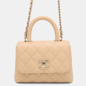 Chanel Coco Handle Mini Beige Caviar Leather Top Handle Bag, Satchels - Luxury Closet catalog