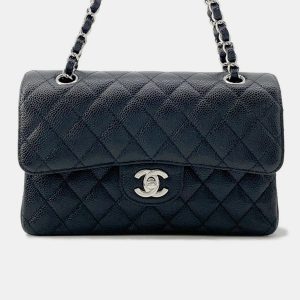 Chanel Matelasse W Flap Chain Shoulder Bag Black Caviar Leather Size 23, Handbags - Luxury Closet catalog