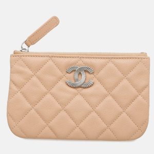Chanel Cc Logo Matelasse Mini Pouch Beige Caviar Leather, Wallets & Money Clips - Luxury Closet catalog