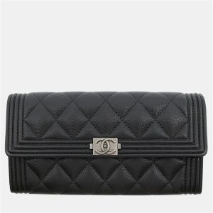 Chanel Boy Chanel Black Caviar Leather Long Flap Wallet, Wallets & Money Clips - Luxury Closet catalog