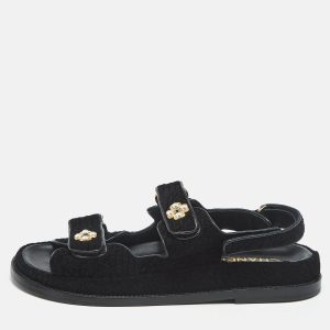Chanel Black Tweed Dad Slingack Flat Sandals Size 39, Sandals - Luxury Closet catalog