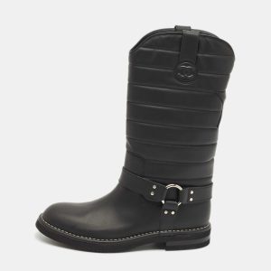 Chanel Black Nylon and Leather CC Logo Star Biker Boots Size 40, Boots - Luxury Closet catalog