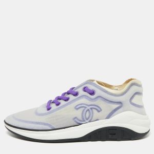 Chanel Purple/White Net And Fabric Lyrca Logo Trainers Sneakers Size 39, Athletic Shoes & Sneakers - Luxury Closet