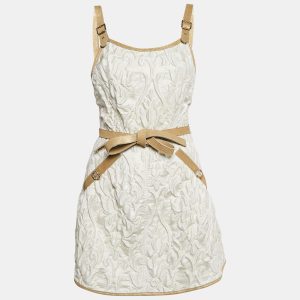 Chanel White Jacquard Golden Suede Trim Mini Wrap Dress M, Dresses - Luxury Closet catalog