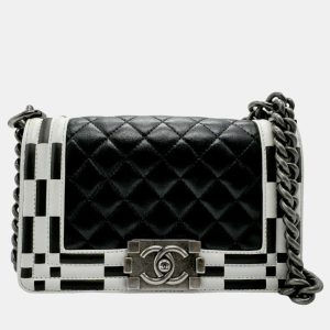 Chanel Black White Leather Boy Shoulder Bag, Shoulder Bags - Luxury Closet catalog
