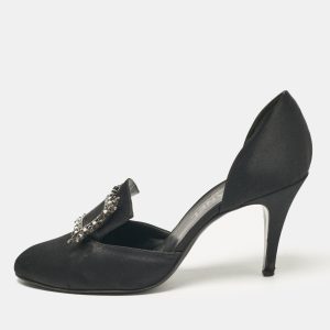Chanel Black Satin Buckle Detail D'orsay Pumps Size 39, Pumps - Luxury Closet catalog