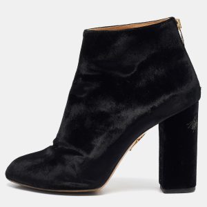 Charlotte Olympia Black Velvet Alba Ankle Boots Size 39.5, Boots - Luxury Closet catalog
