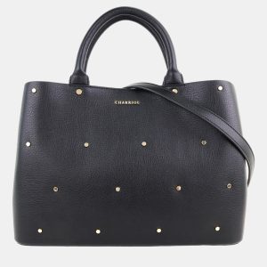 Charriol Black/Red Leather Coralie Handbag, Tote Handbags - Luxury Closet catalog