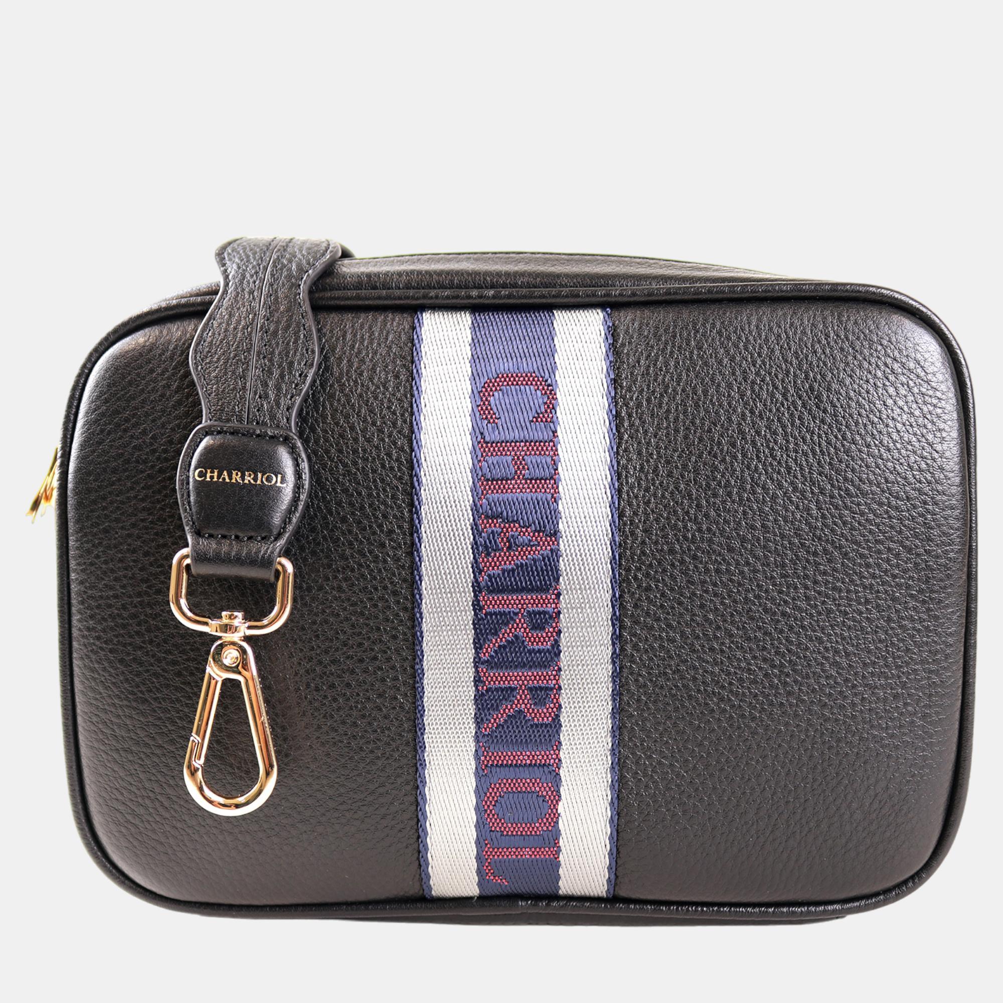 Charriol Black Leather Deauville Crossbody bag, Shoulder Bags - Luxury Closet