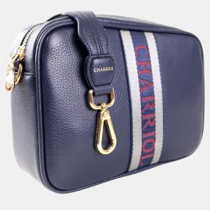 Charriol Dark Blue Leather Deauville Crossbody bag, Shoulder Bags - Luxury Closet