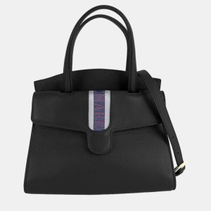 Charriol Black Leather Deauville Handbag, Satchels - Luxury Closet