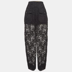 Chloe Black Floral Pattern Lace Sheer Trousers L, Clothing - Luxury Closet catalog